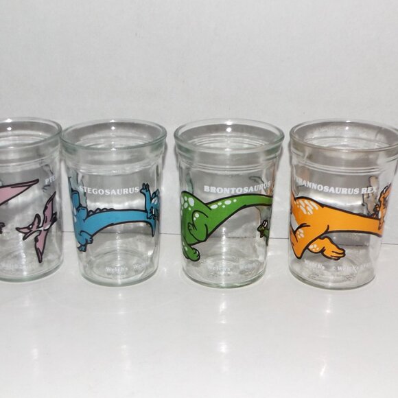 1988 Complete Set of 4 Welch’s Jelly Jar Dinosaur Glasses Undated - Picture 3 of 6